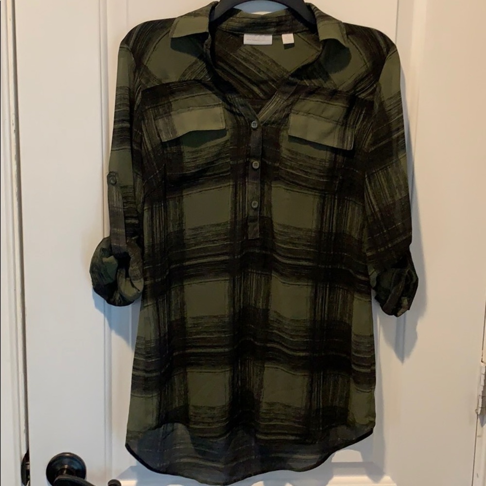 Black and green blouse